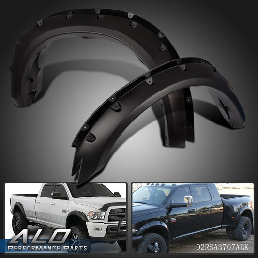 Solid Spare 4pcs Pocket Style Rivet Fender Flares Wheel Cover Fit For 10-17 Ram 2500 3500