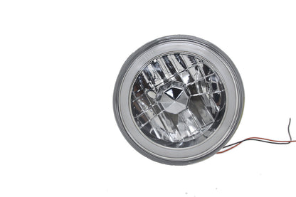 7" Inch Round White CCFL Halo Diamond Cut Chrome Headlights Angel Eyes