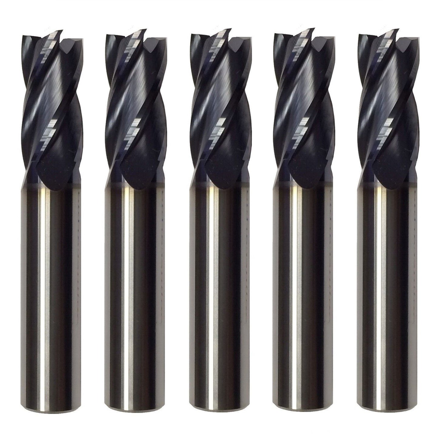 5 PCS 1/2" 4 FLUTE CARBIDE END MILL - REGULAR LENGTH - TiALN COATED New
