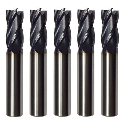 5 PCS 1/2" 4 FLUTE CARBIDE END MILL - REGULAR LENGTH - TiALN COATED New