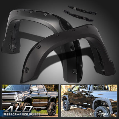 Solid Spare Fit For 2014-20 Toyota Tundra Pocket Rivet Wheel Fender Flares Smooth Black 4PCS