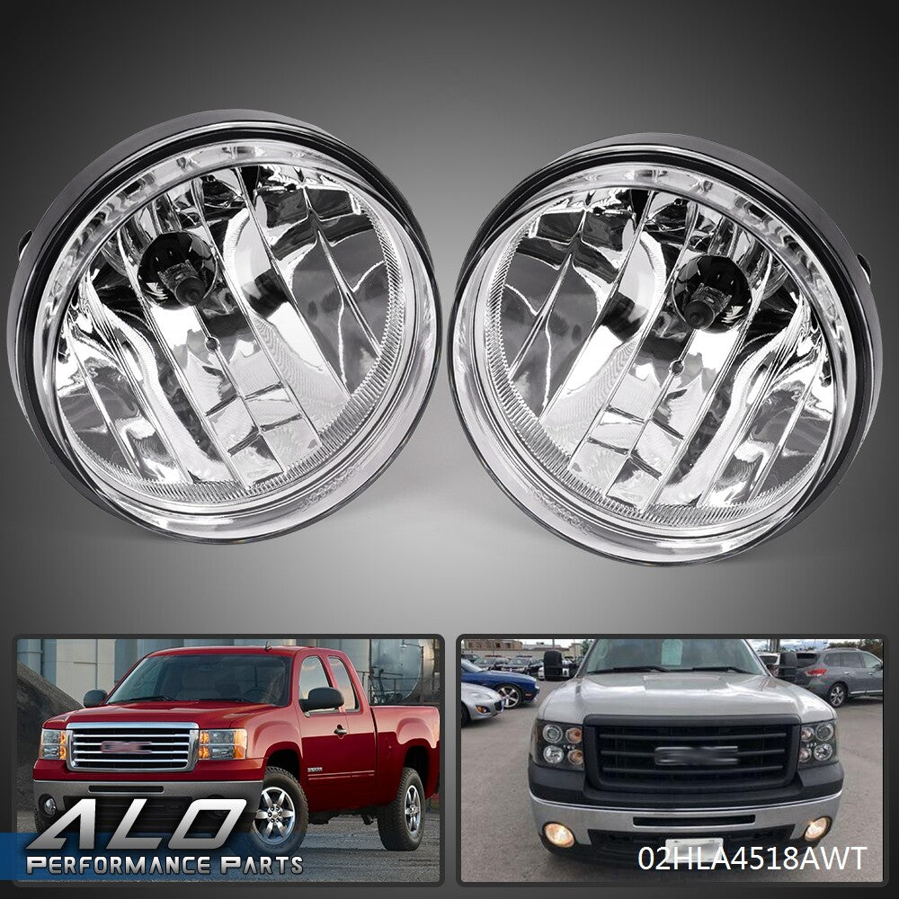 Solid Spare Fit For 07-13 GMC Sierra 1500 2500 3500 HD Clear Front Bumper Fog Lights Lamps