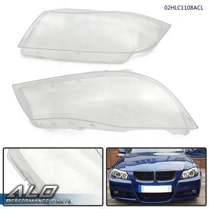 Solid Spare Fit For 05-08 BMW 3 Series E90 E91 Clear Headlight Replacement Lens Left+Right