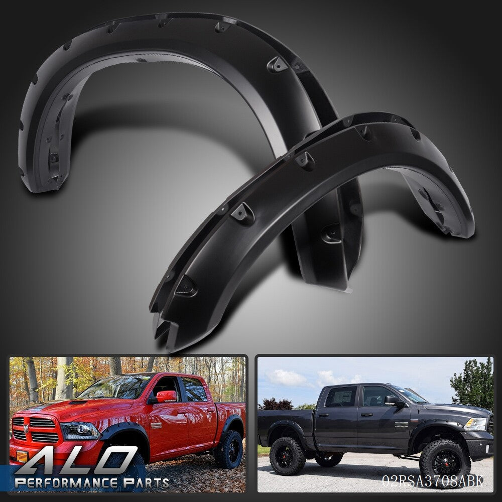 Solid Spare Pocket Rivet Style Fender Flares Smooth Black Set Fit For 09-22 Dodge Ram 1500