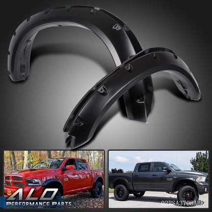 Solid Spare Pocket Rivet Style Fender Flares Smooth Black Set Fit For 09-22 Dodge Ram 1500