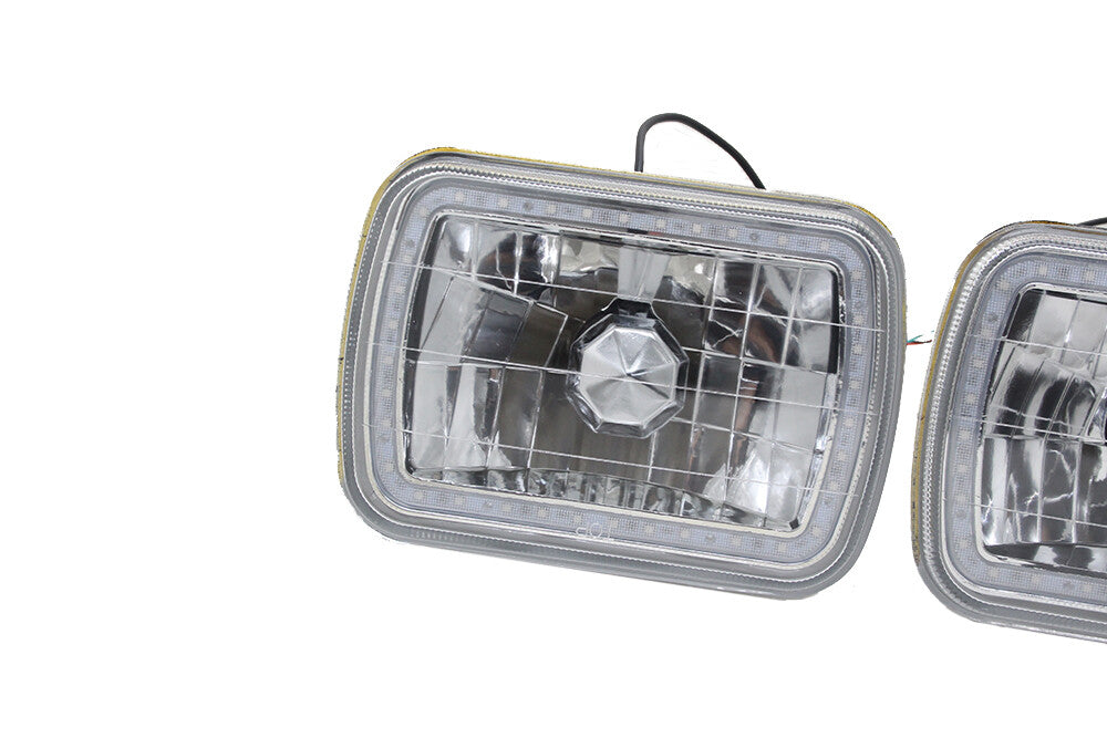 For 86-95 JEEP WRANGLER YJ 7X6 RGB MULTI COLOR LED SMD Halo Headlights PAIR