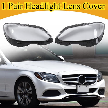 1 Pair Headlight Lens Cover For 2014-2016 Mercedes W212 E-Class E350 E500 E250