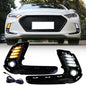 LED Sequential Turn Signal DRL Fog Lights w/Hole For 2016-2018 Hyundai Elantra