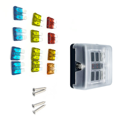 Blade Fuse Box Block Holder 12-24V 6 Way Car Boat Power Distribution Panel Board