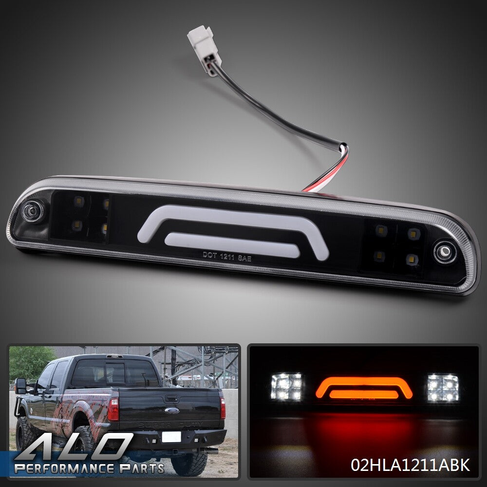 Solid Spare Fit For 2019-016 Ford Super Duty F-250 F-350 Black LED 3rd Brake + Cargo Light