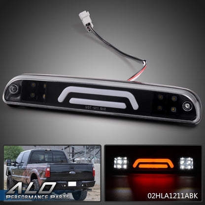 Solid Spare Fit For 2019-016 Ford Super Duty F-250 F-350 Black LED 3rd Brake + Cargo Light