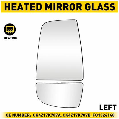 Mirror Glass Upper/Lower Driver Side Left LH For Ford Transit-150 2021 Base Crew