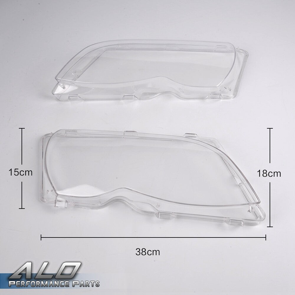 Solid Spare Fit For 02-06 BMW E46 3 Series Left & Right Headlight Replacement Lens Clear