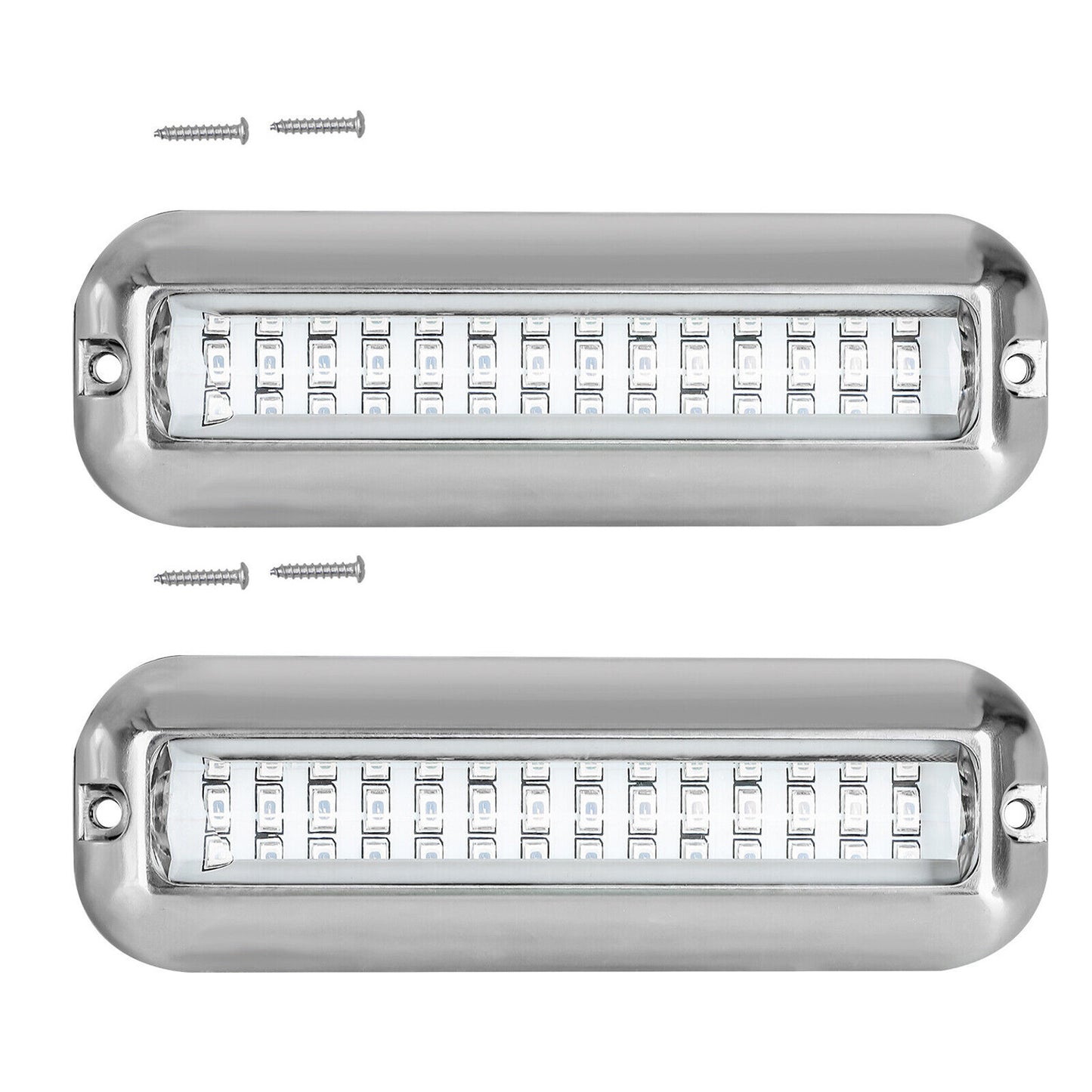 2x 42 LED Blue 316 Stainless Steel Underwater Boat Marine Transom Lights Pontoon