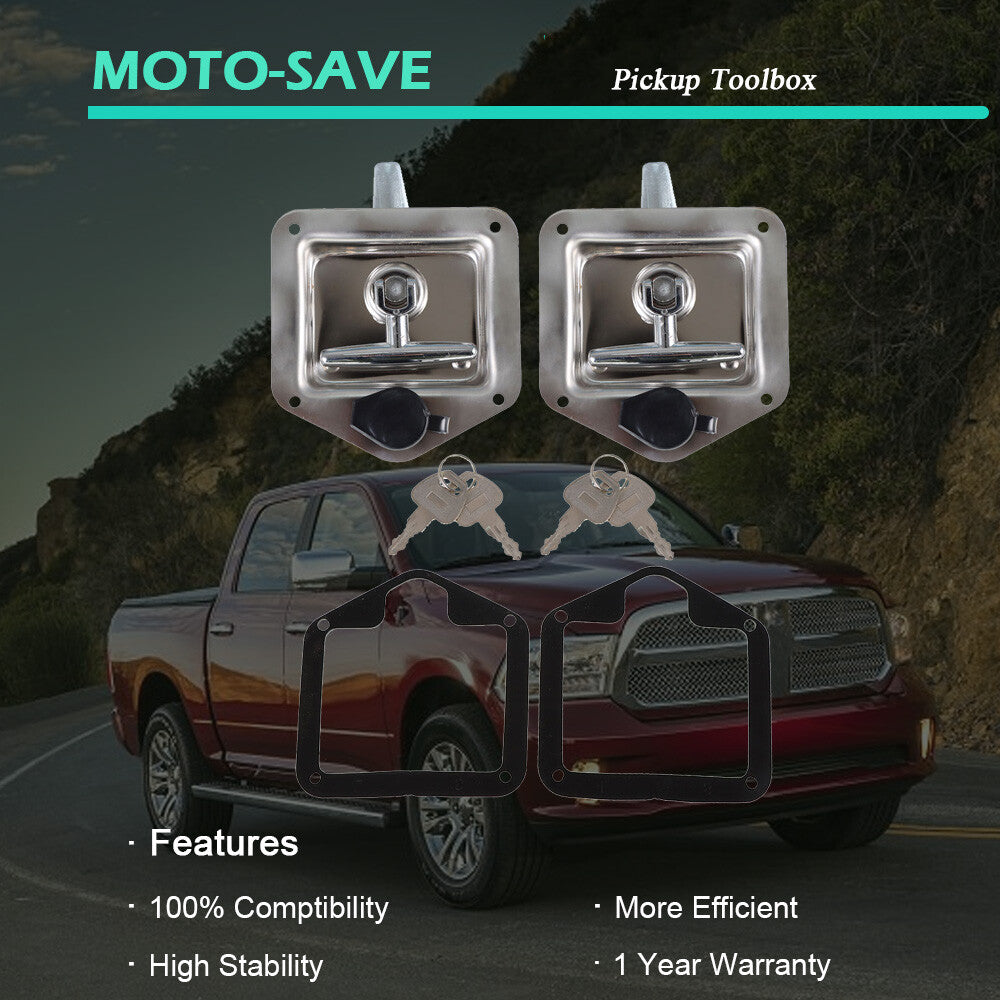 Solid Spare Trailer Door Latch T-Handle Lock Key for Camper RV Truck Stainless Steel Toolbox