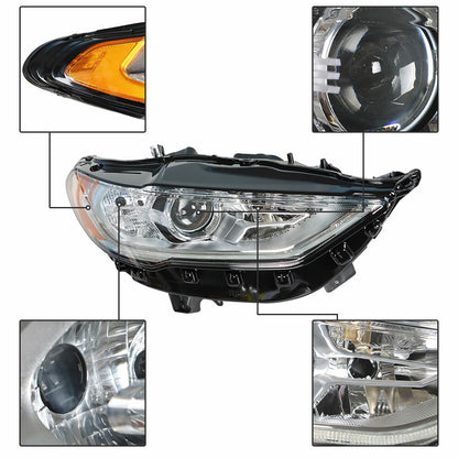 Solid Spare Projector Headlight Chrome Housing W/LED DRL For Ford Fusion 2017-19 Right Side