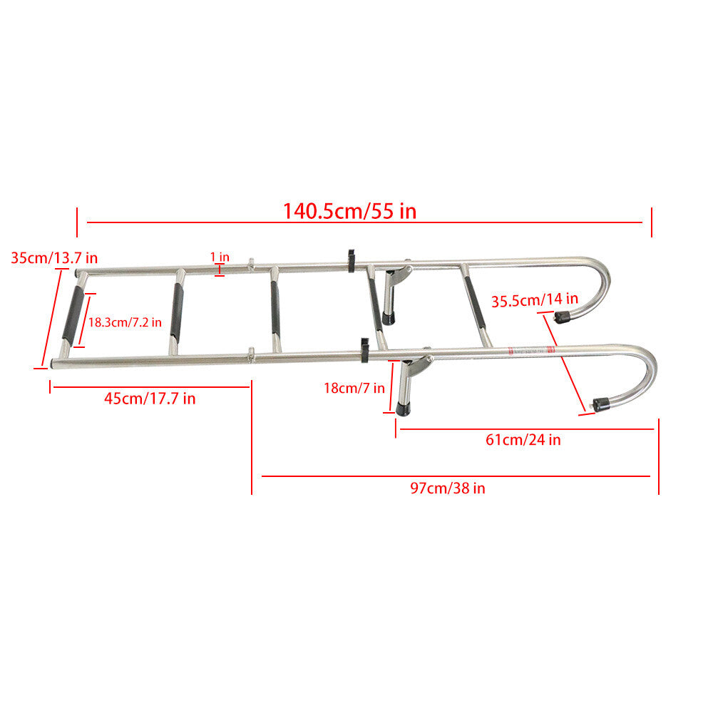 Solid Spare New 2 Step+3 Step Stainless Steel Folding Ladder Telescoping 400 lb. Limit