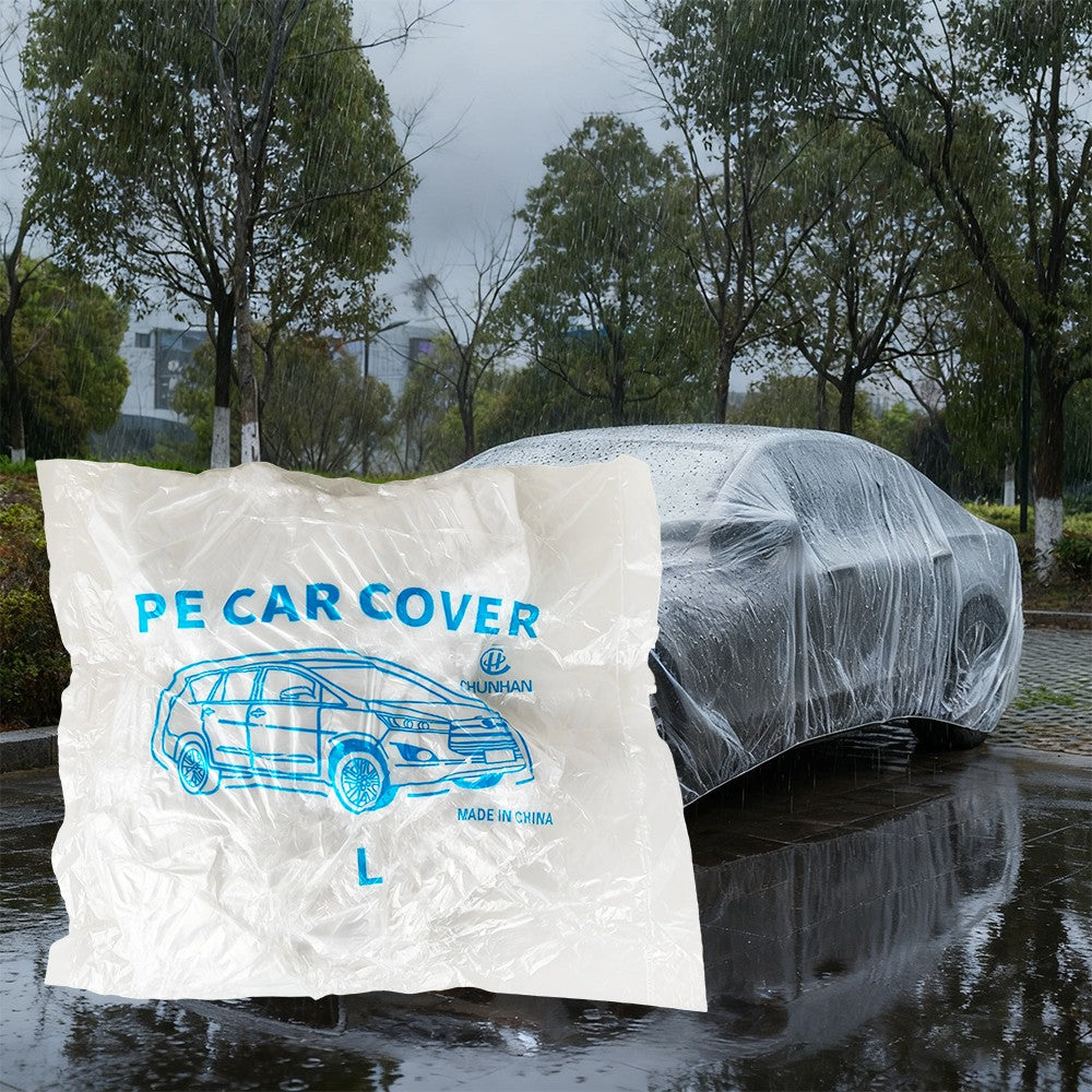 5 PACK Clear Plastic Disposable Car Cover Temporary Universal Rain Dust Garage
