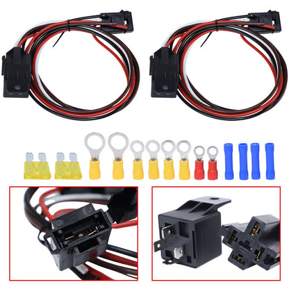 Dual Electric Cooling Fan Wiring Relay Kit 185 On 175 Off Thermostat 12V 40 Amp