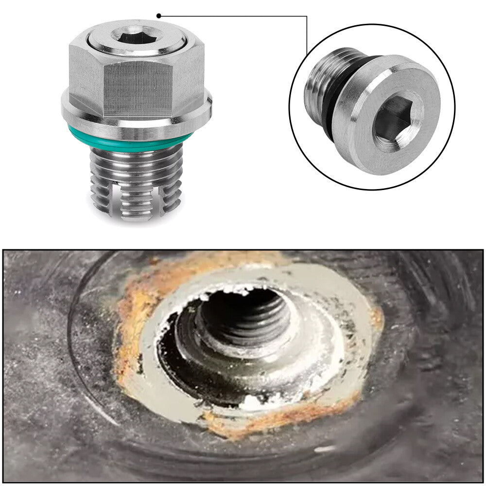 M12.1-1.25x15mm Oil Drain Plug Self-tapping Piggyback Stainless Steel Repair Kit