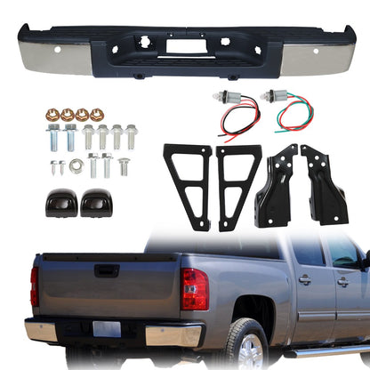 Solid Spare Rear Bumper Assembly For 07-13 Chevy Silverado GMC Sierra 1500 Chrome GM1103148