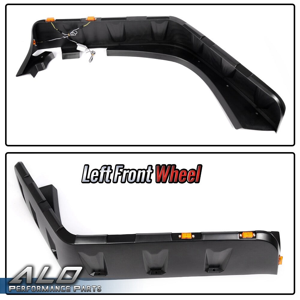 Solid Spare FIT FOR 07-18 JEEP WRANGLER JK POCKET RIVET STYLE FENDER FLARES W/ LED SIDE