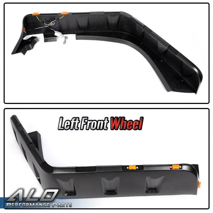 Solid Spare FIT FOR 07-18 JEEP WRANGLER JK POCKET RIVET STYLE FENDER FLARES W/ LED SIDE