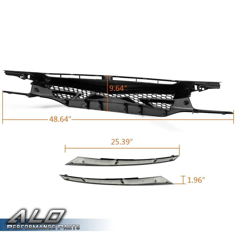 Solid Spare Fit For 2016-2021 Honda Civic Battle Style Sedan Front Bumper Grille Hood ABS