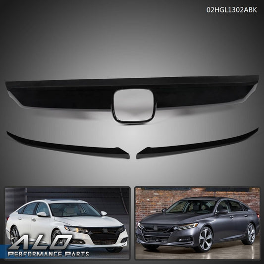Solid Spare Glossy Black Lip Front Grille Cover Moulding Trim Fit For Honda Accord 2018-2020