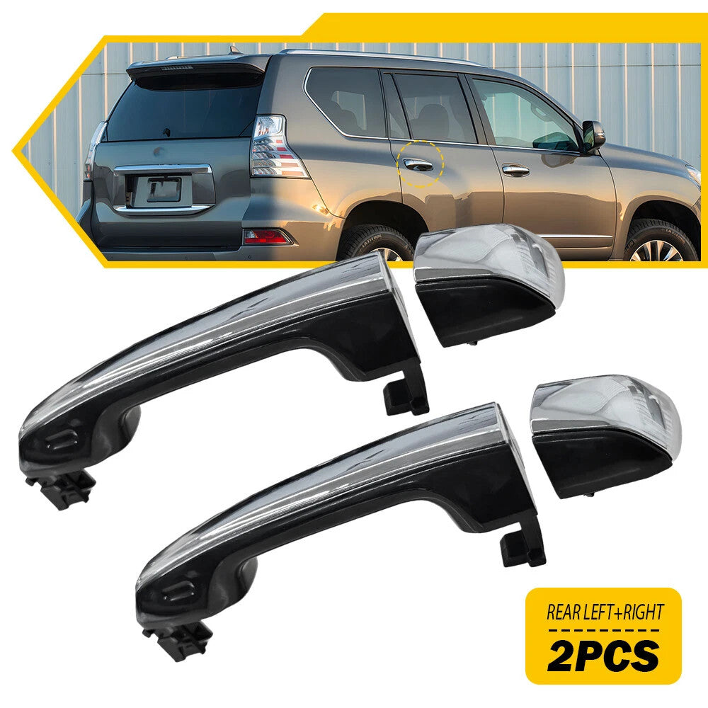 Rear Left and Right Outside Door Handle Black+Chrome For 2010-2021 Lexus GX460