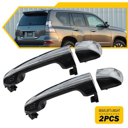 Rear Left and Right Outside Door Handle Black+Chrome For 2010-2021 Lexus GX460