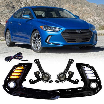 For 2016-2018 Hyundai Elantra Front LED DRL Turn Signal Fog Lights Lamp w/wiring