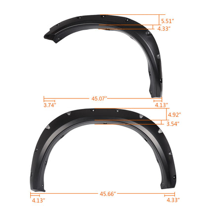 Solid Spare Pocket Rivet Style Fender Flares Smooth Black Set Fit For 09-22 Dodge Ram 1500