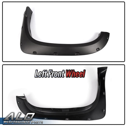 Solid Spare Fit For 2014-20 Toyota Tundra Pocket Rivet Wheel Fender Flares Smooth Black 4PCS