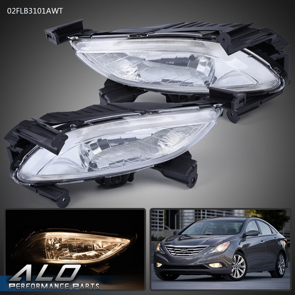 Solid Spare Fit For 2011-2013 Hyundai Sonata Pair Front Bumper Fog Driving Lights Clear Lamp
