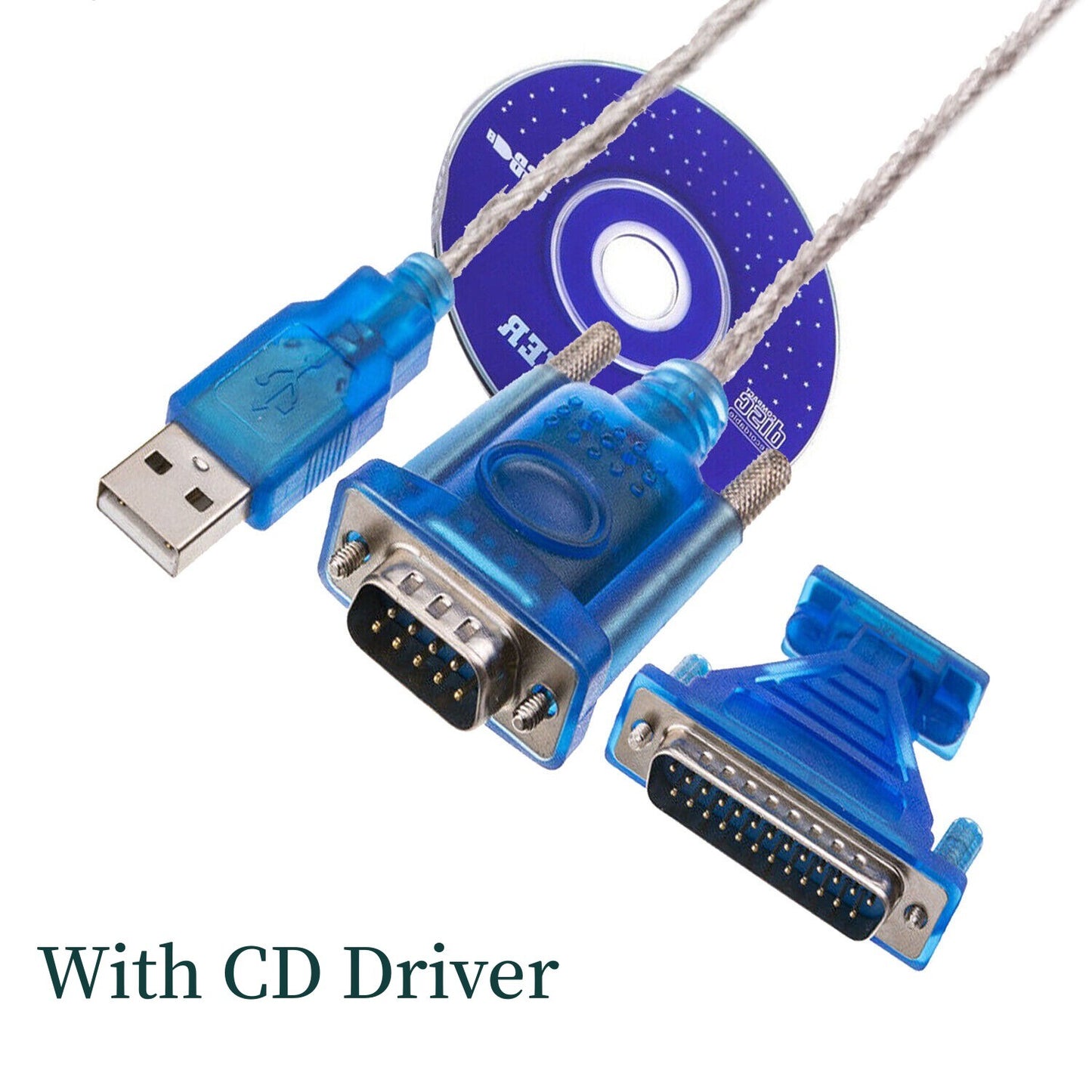 For USB 2.0 To RS232 COM Port 9 Pin Serial DB25 DB9 Adapter Cable Converter New