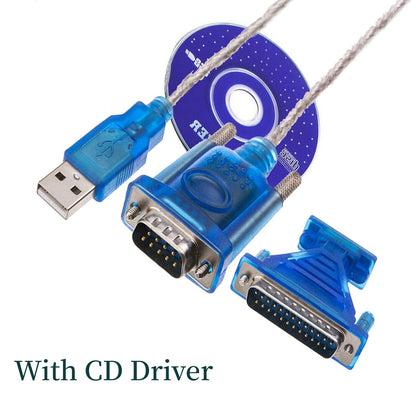 For USB 2.0 To RS232 COM Port 9 Pin Serial DB25 DB9 Adapter Cable Converter New
