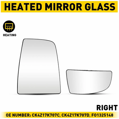 Mirror Glass Upper&Lower Passenger Side Right RH For Ford Transit-150 2019 Base