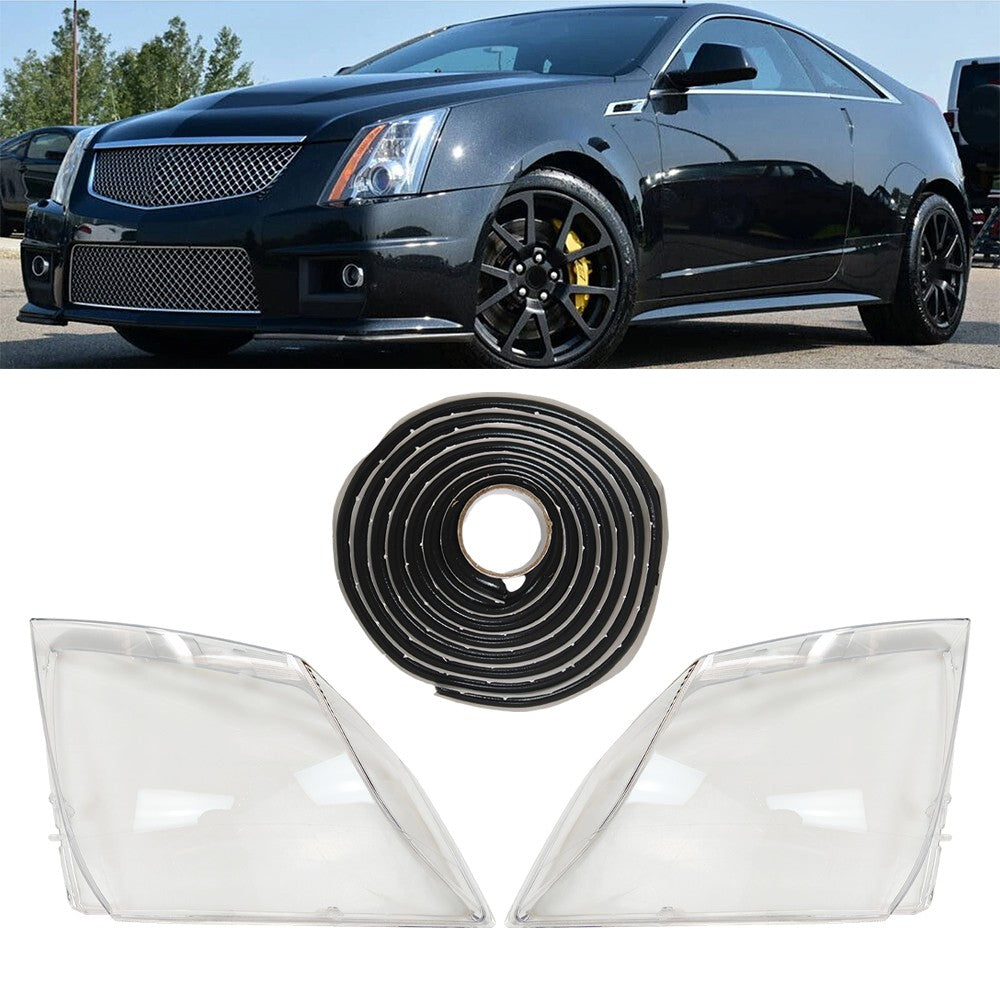 New For Cadillac CTS 2008-2013 A Pair Front Headlight Lens Clear Cover+Glue US
