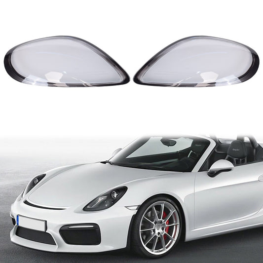 Left + Right Headlight Lens Cover Shell For 2014-2016 Porsche Boxster Cayman 981