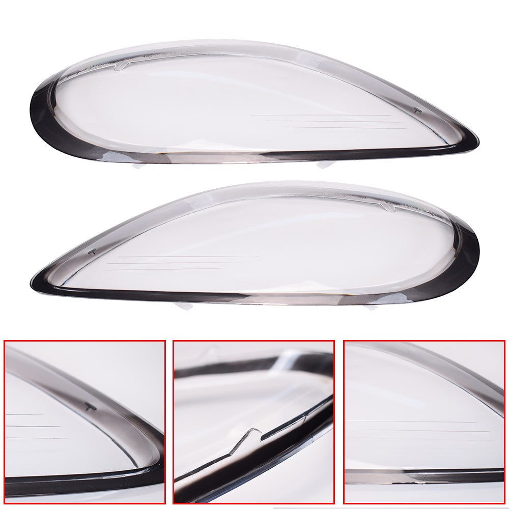 Left + Right Headlight Lens Cover Shell For 2014-2016 Porsche Boxster Cayman 981