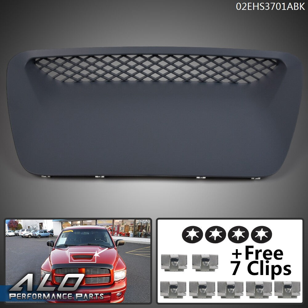 Solid Spare Hood Scoop Molding Bezel 4 Retainer Nuts Fit For 04-05 Dodge Ram 1500 SRT Black