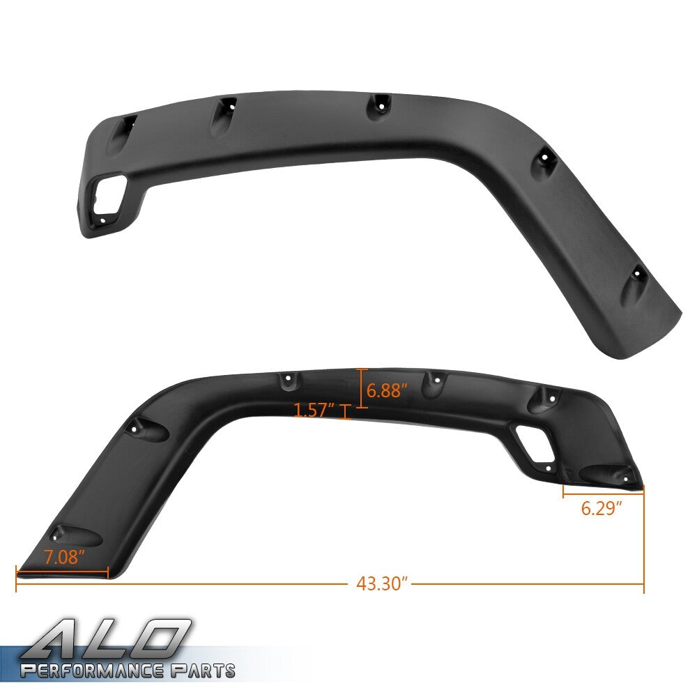 Solid Spare Wide Black Pocket Extended Fender Flares Kit Fit For 97-06 Jeep Wrangler TJ