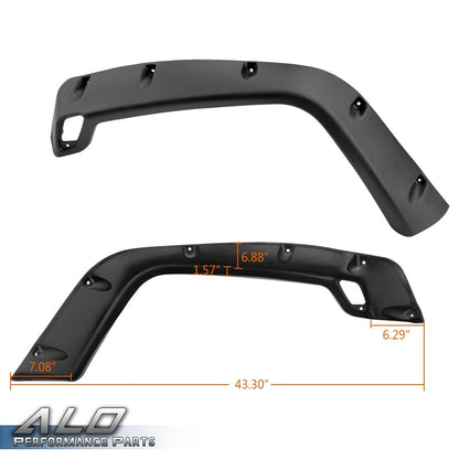 Solid Spare Wide Black Pocket Extended Fender Flares Kit Fit For 97-06 Jeep Wrangler TJ
