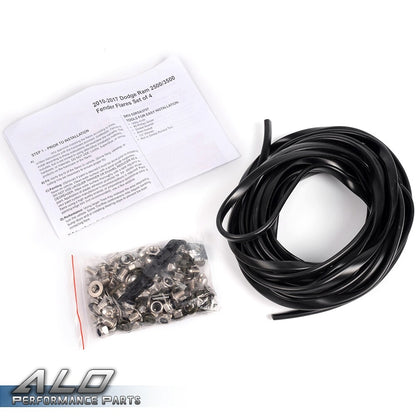 Solid Spare Fit For 10-17 Dodge Ram 2500/3500 Black Pocket Style Rivet Bolt On Fender Flares