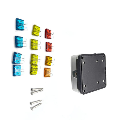 6Way Car Boot Power Distribution 12/24V Blade Fuse Holder Box Block Panel Board