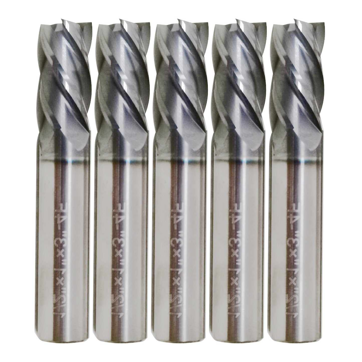 5 PCS 1/2" 4 FLUTE CARBIDE END MILL - REGULAR LENGTH - TiALN COATED New