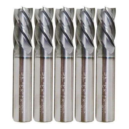 5 PCS 1/2" 4 FLUTE CARBIDE END MILL - REGULAR LENGTH - TiALN COATED New