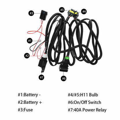 For Honda Civic CRV H11 Fog Light Lamp Wiring Harness Switch 12V 40A