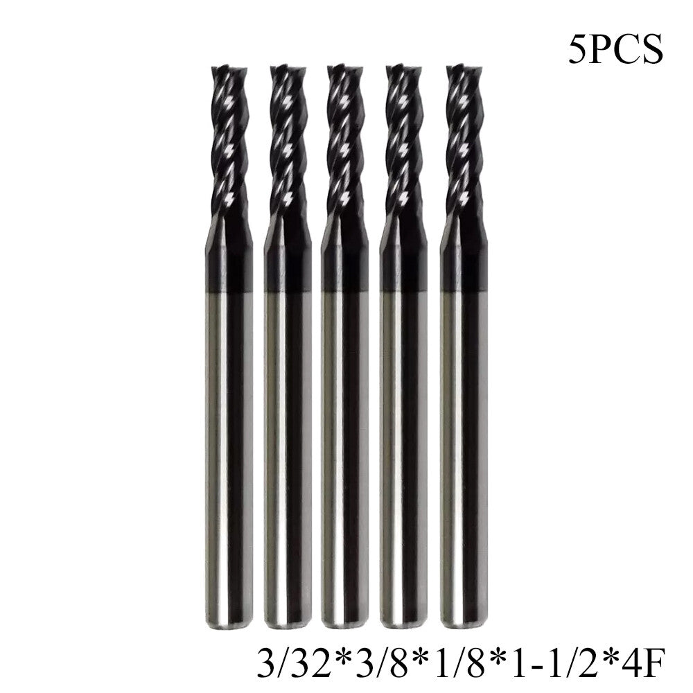 LOT OF 5 PCS 3/32" 4 FLUTE CARBIDE End Mills Solid Carbide AlTiN Coated New